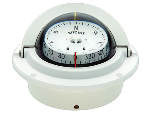 New f83w white voyager flush mount marine power boat compass - ritchie f-83w