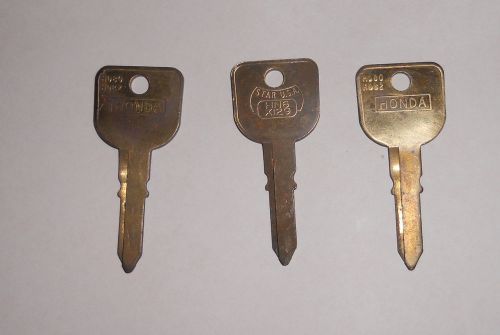 Lot of 3 vintage honda key blanks hd80/hd82 made by star hn6/x129