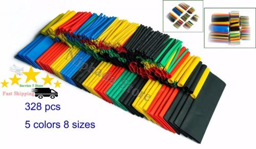 Professional 328 pcs 5 colors 8 sizes tubing wrap sleeve assorted heat shrink