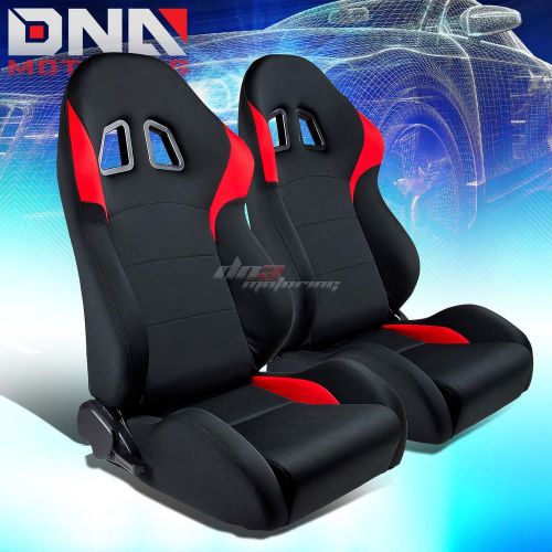 X2 type-r sports red fabric cloth jdm style racing seats+mounting slider rails