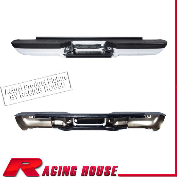 Rear step bumper steel bar w/ pad 88-99 chevy gmc full size pickup stepside chr