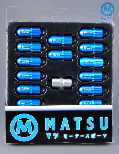 Matsu motorsport aluminum lug nut 12x1.5 (20pcs &amp; 1 key) - blue fits fr-s brz