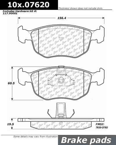 Centric 106.07620 brake pad or shoe, front