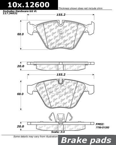 Centric 104.12600 brake pad or shoe, front