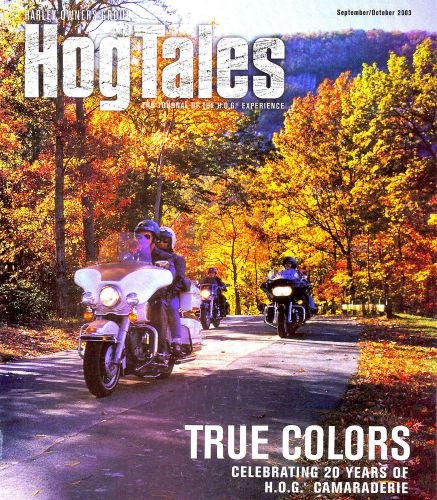 2003 sept/oct harley hog tales magazine --harley t-shirt history--hd test riders