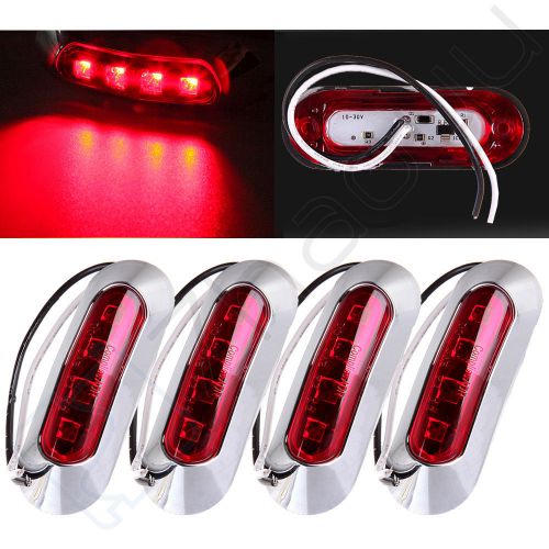 4pcs red univiersal oblong car lorry  trailer 4led side marker light lamps