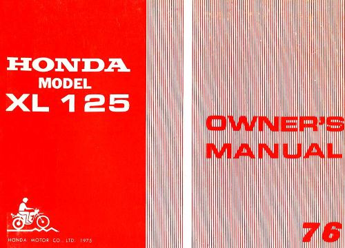 1976 honda xl125 motorcycle owners manual -xl 125-honda xl125