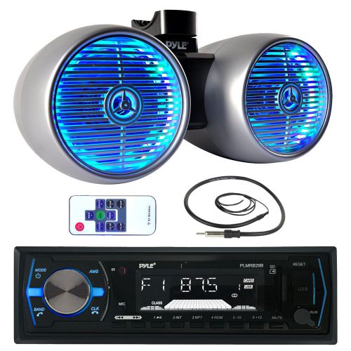 Plmrb29b usb marine bluetooth radio,8&#034; silver led marine tower speakers,antenna