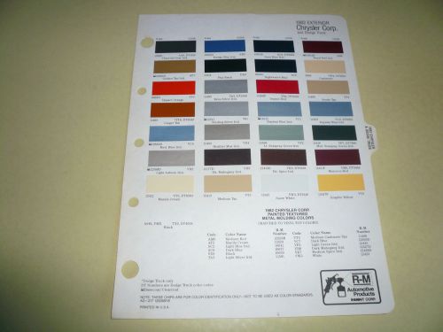 1982 chrysler &amp; dodge truck r-m color chip paints