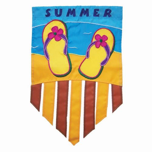 New beach house cottage home waves summer flip flops garden flag tails