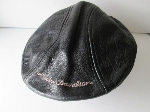 Harley davidson leather ivy cap hat w bar &amp; shield embroidery size xs  usa made