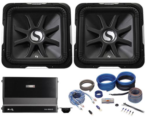 (2) kicker s12l7-4 12&#034; 3000w solo baric l7 car subwoofers+mono amplifier+amp kit