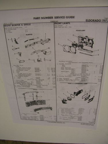 1973 cadillac eldorado crash  part # sheets