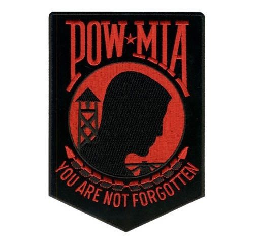 Embroidered motorcycle patch - pow mia red patch