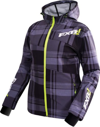 2016 fxr womens fresh softshell plaid/elec lime zip-up jacket coat- 8 or 12 -new