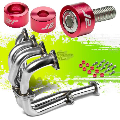 J2 for 90-91 integra exhaust manifold racing header+red washer cup bolts