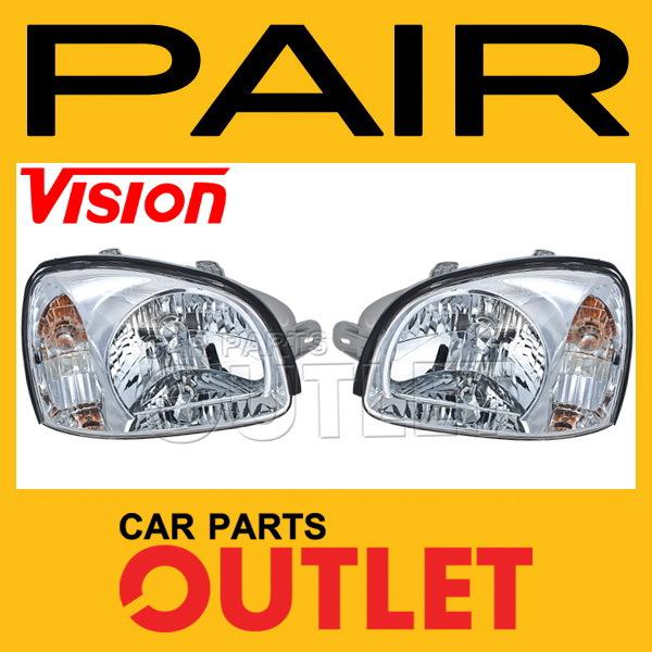 Set of pair left+right head light lamp assembly for 2003 santa fe replacement