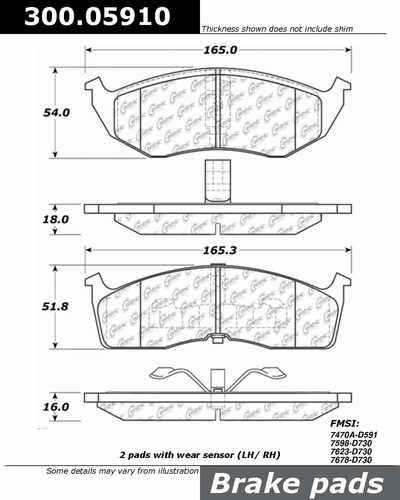 Centric 300.05910 brake pad or shoe, front-premium semi-met pads w/shims