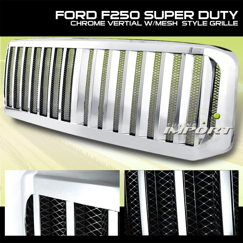 2005 2006 2007 ford excursion chrome vertical mesh grille grill replacement