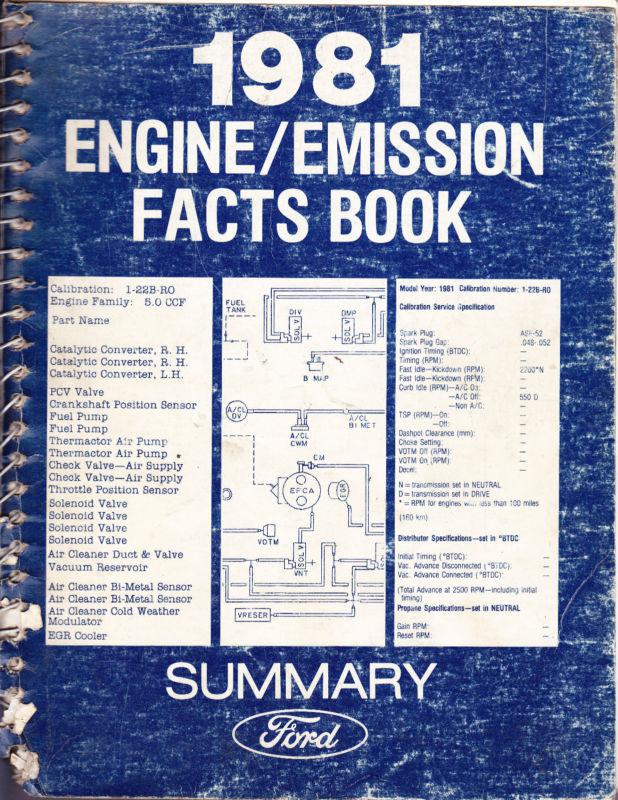 1981 ford mercury lincoln car & truck engine/emission facts book summary manual 