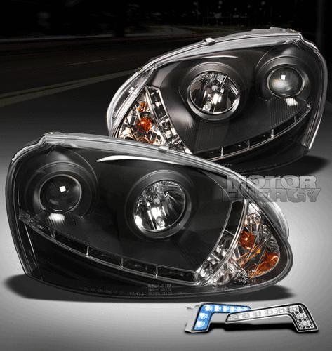 2006-2009 vw golf gti r32 jetta rabbit black projector head light w/blue drl led