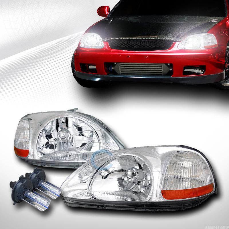 6000k hid xenon chrome head lights signal lamp amber dy 96-98 honda civic ek ek9