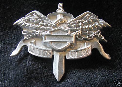 Harley-davidson motorcycle sword wing vest jacket pin