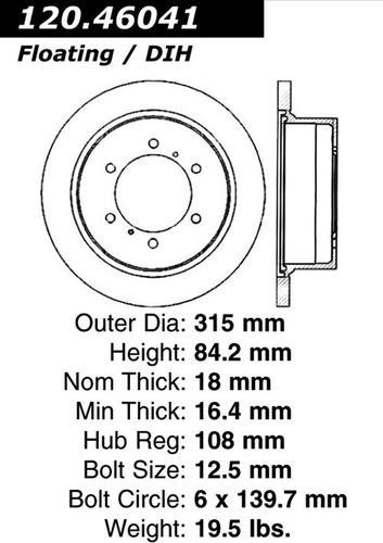 Centric 120.46041 rear brake rotor/disc-premium rotor