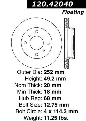 Centric 120.42040 front brake rotor/disc-premium brake rotor-preferred