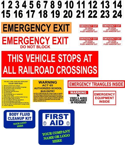 School bus safety &amp; warning decal kit