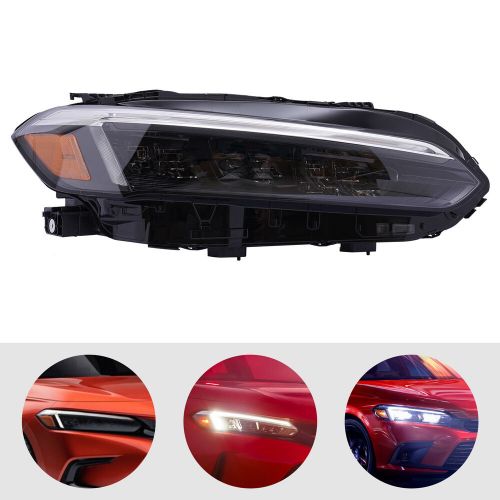 Led headlights assembly for honda civic sedan ex lx 2022 2023 front lamps pair