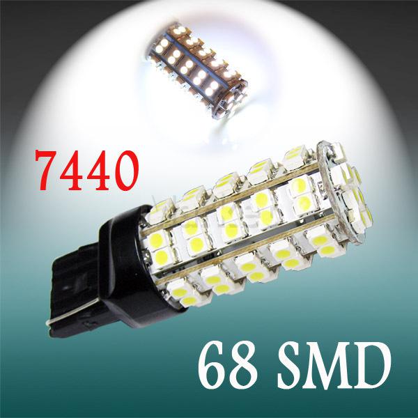 7440 992 t20 68 smd pure white tail brake led car light bulb lamp