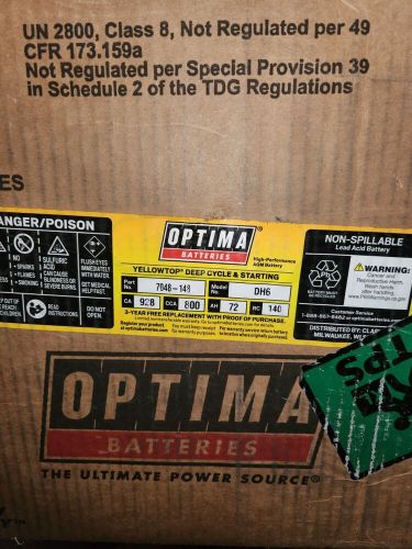 Optima battery battery yellow top h6 800cca 72ah 140 rc model dh6 7048-148