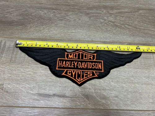 Vintage harley davidson motorcycles black wings 12”x3.5&#034; vest back patch