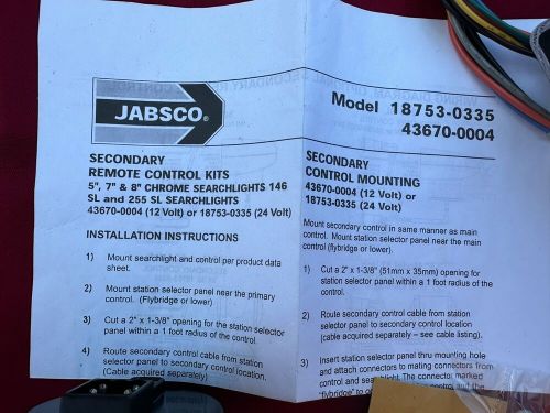 Jabsco 43670-0004 second dual station 12v control kit searchlight 145-155-255sl