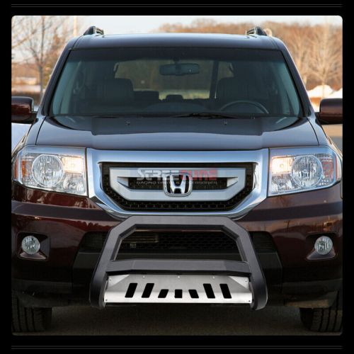 For 09-15 honda pilot matte black avt series bull bar bumper grille guard+skid