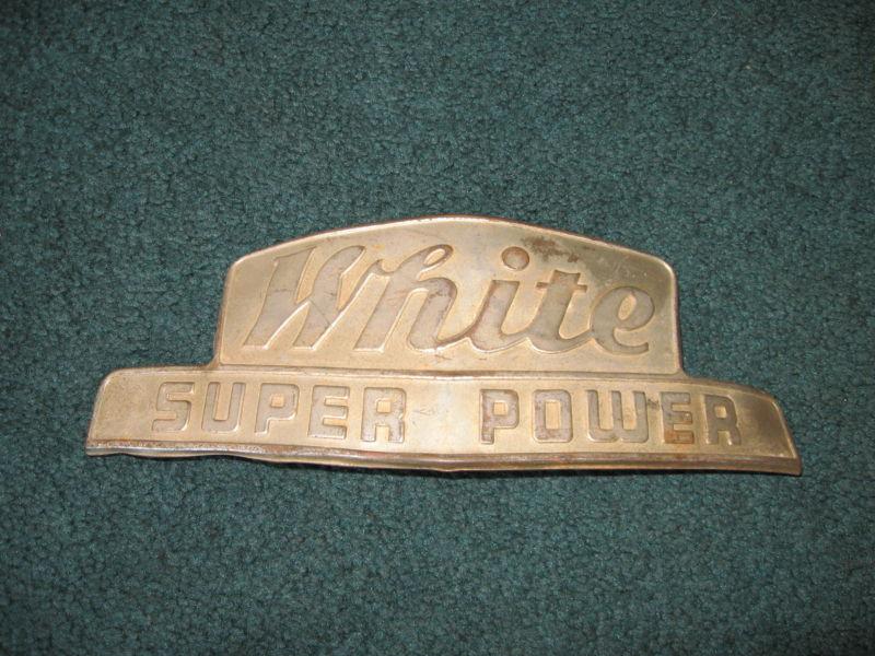 Vintage white trucks trim emblem - white super power - good condition