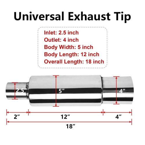 Exhaust mufflerstainless steel exhaust burnt tip14.7&#039;&#039;length for universal fi...