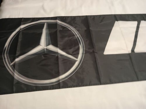 Mercedes flag benz amg banner 20x120in wall hanging tapestry for garage black