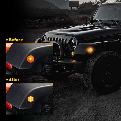 2pcs amber led side marker lights bulb fit for 07-2018 wrangler jk  auxito exxi