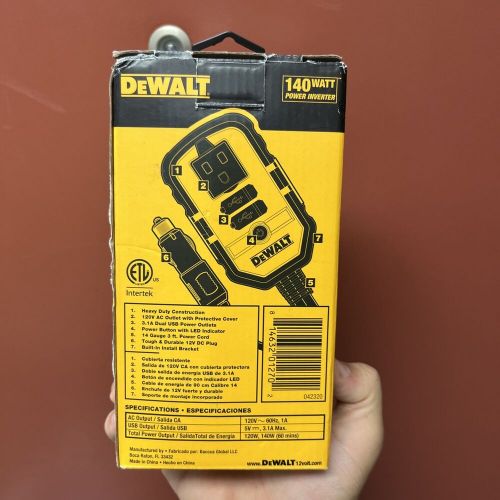 Dewalt dxaepi140 power inverter 140w car converter 12v dc to 120v ac power outle