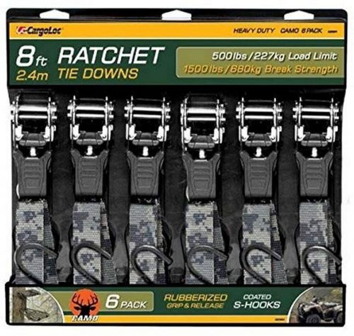 Cargoloc ratchet tie downs 32584 6 pc. 8&#039; x 1500 lbs - s - digital camo