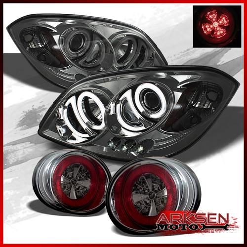 05-10 cobalt smk dual ccfl halo led projector headlights+smoked led tail lights