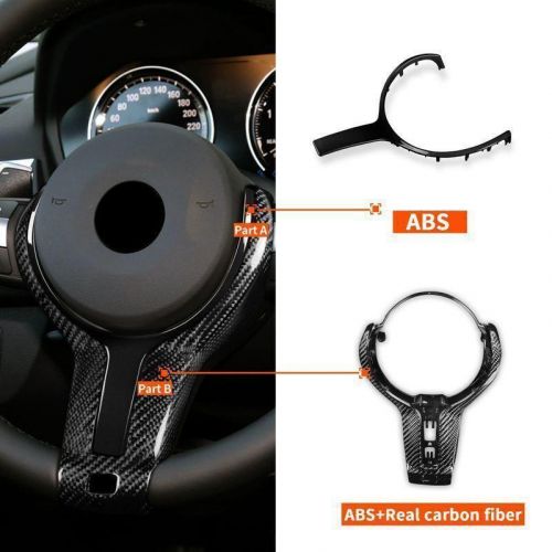 2pcs for bmw m-sport f20 f22 f30 f32 carbon fiber car steering wheel trim cover