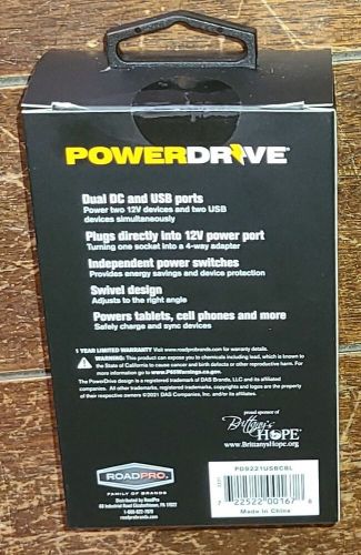 Power drive 12v 2-way adapter w/dual dc &amp; usb ports #pd9221usbcbl