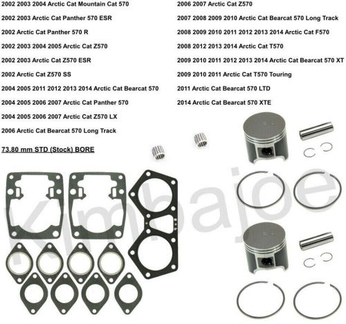 Arctic cat f t z 570 bearcat panther 73.80 mm std bore spi piston kits rebuild