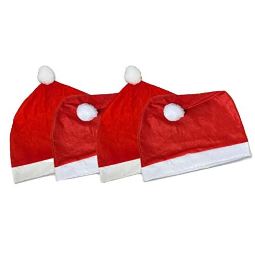 Decorative 4 pack santa claus hat car seat headrest covers for christmas joy