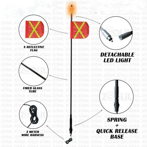 8FT Mining Buggy Whip Warning Light Safety Flag for mining/sand/off road/utv, US $85.99, image 3