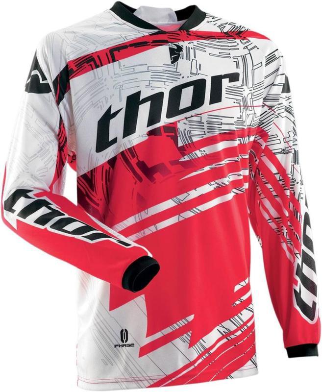 New thor motocross phase red swipe offroad jersey. men's large / l