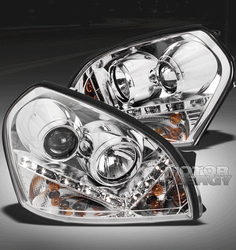 2005 2006 2007 2008 2009 led projector headlight lamp chrome drl daytime running